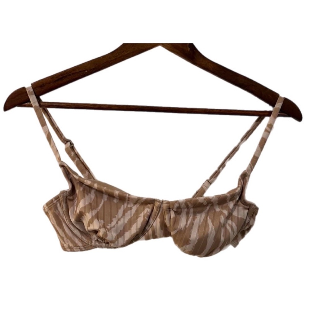 Wild Fable Bikini Top Womens Small Tan Zebra Excellent Ribbed Underwire Swim